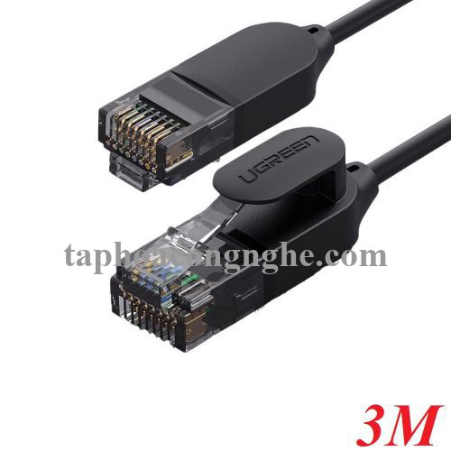Ugreen 70653 3M 10Gbps 500MHz cat6a màu đen siêu mỏng OD2.8mm cáp mạng Utp LAN Ethernet toàn đồng NW122 30070653